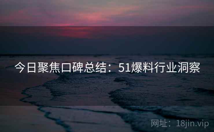 今日聚焦口碑总结：51爆料行业洞察