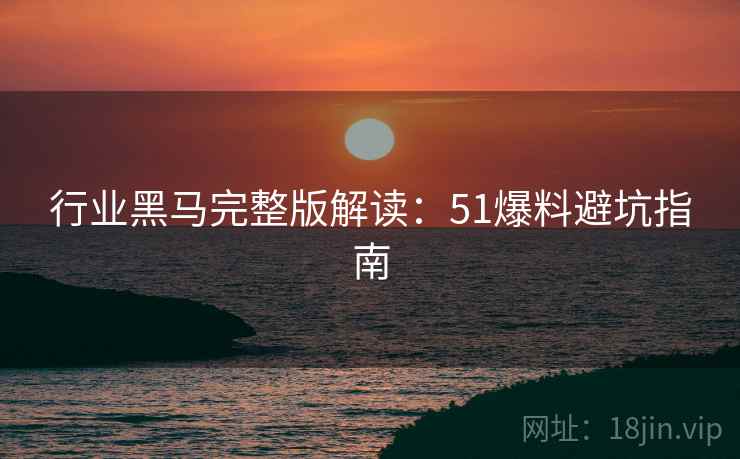 行业黑马完整版解读：51爆料避坑指南